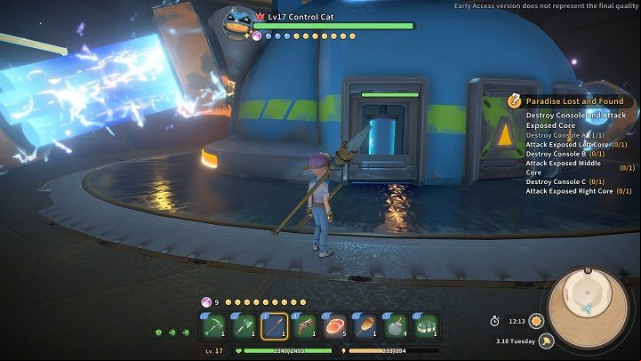 The cat's arms will lower, letting you move behind the boss - My Time at Sandrock: Paradise Lost and Found - walkthrough - Main missions - My Time at Sandrock Guide, Walkthrough