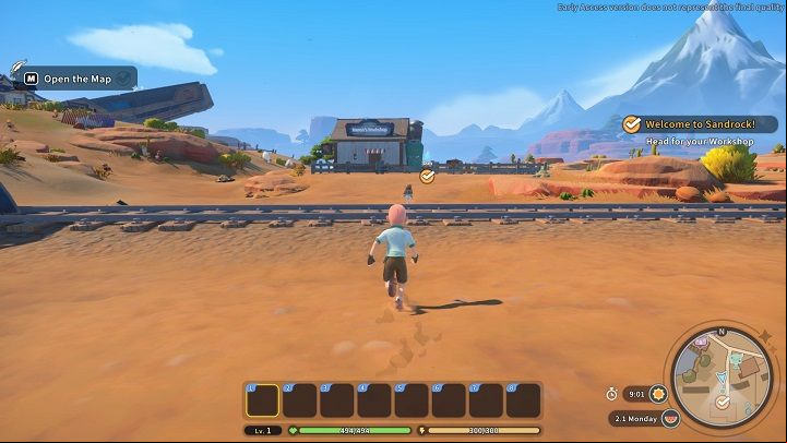 Follow Mi-An until you reach Mason's workshop - My Time at Sandrock: Welcome to Sandrock - walkthrough - Main missions - My Time at Sandrock Guide, Walkthrough