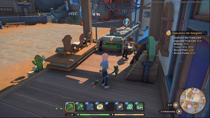 To complete the quest, simply return to Arvio (you'll find him again near the General Store) - My Time at Sandrock: Delivery Trainee - walkthrough - Side missions - My Time at Sandrock Guide, Walkthrough