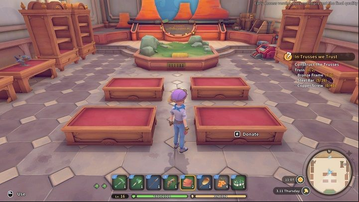 Large items can be displayed on the platforms in the middle - My Time at Sandrock: Relics - how to restore? - FAQ - My Time at Sandrock Guide, Walkthrough