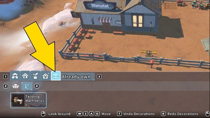 To place the machines in a particular area, move to Already Owned tab, choose a structure from the list and choose a suitable location for it - My Time at Sandrock: Construction Junction - Basics - My Time at Sandrock Guide, Walkthrough