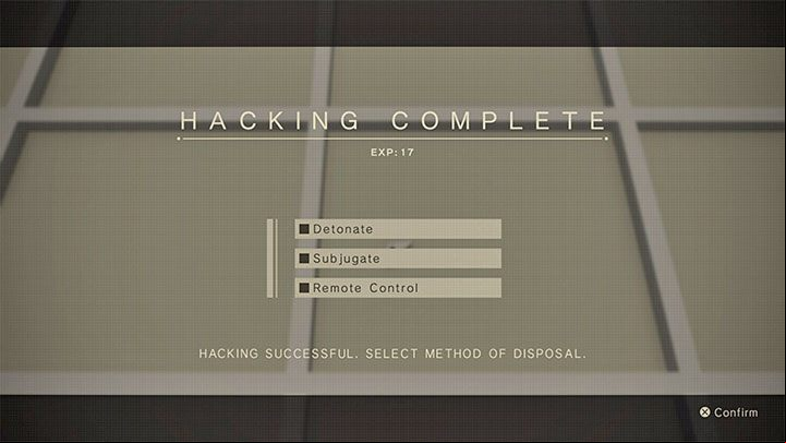 In some situations a successful hacking of an enemy may also give you a list of things to do - example shown in the picture - NieR Automata: Hacking - Basics - NieR Automata Guide