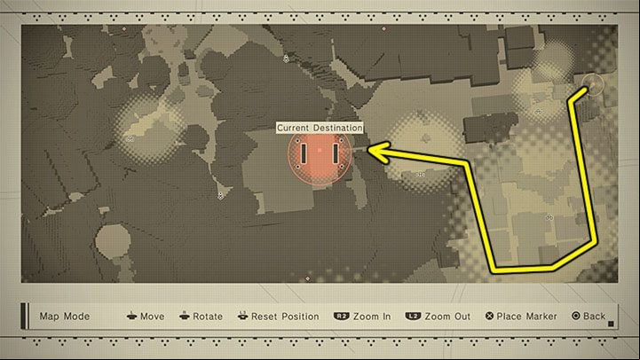 When you reach the City Ruins, we recommend that you take the way around, shown in the picture - NieR Automata: Chapter 11, 2B and 9S - Route C, D - walkthrough - Route C and D - NieR Automata Guide
