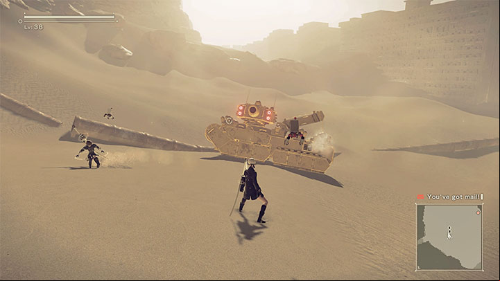 Gold enemies appear more often in the later stages of the game, and in different varieties, too – for example, a small robot, goliath or tank - NieR Automata: Gold enemies - how to kill? - FAQ - NieR Automata Guide