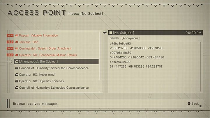 Quest giver: Access Point (Bunker) - NieR Automata: Bunker - walkthrough, side missions - Side missions - NieR Automata Guide