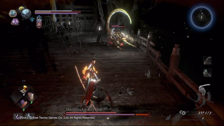 When the bosss stamina drops to zero, he will create a Yokai Realm and get much stronger - NiOh 2: Hachisuka Koroku boss fight - Bosses - NiOh 2 Guide