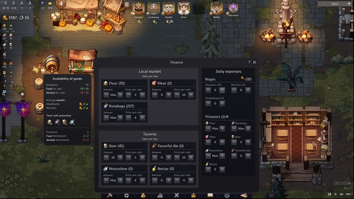 In the window, you will be able to adjust how much your peasants will earn while working, as well as how much the basic products needed for life will cost - Norland: How to take care of peasants needs? - FAQ - Norland Guide