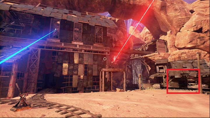 When walking through the gate you can notice two buildings - Examine the area | Walkthrough - Walkthrough - Obduction Game Guide