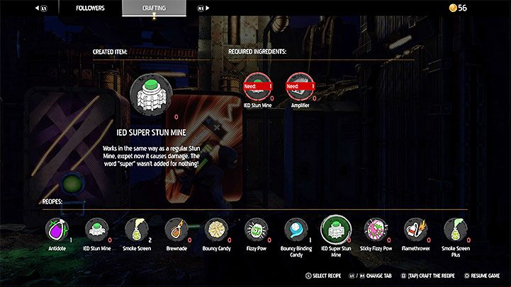 Required crafting components: IED Stun Mine, Amplifier (rare material - can also be found in vending machines) - Oddworld Soulstorm: Gadgets - full list - Basics - Oddworld Soulstorm Guide