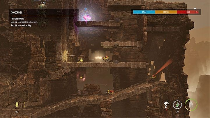 In the next area, the game will offer a tutorial on the use of possession - Oddworld Soulstorm: Finding other Mudokons, the Ruins - walkthrough - 2: The Ruins - Oddworld Soulstorm Guide