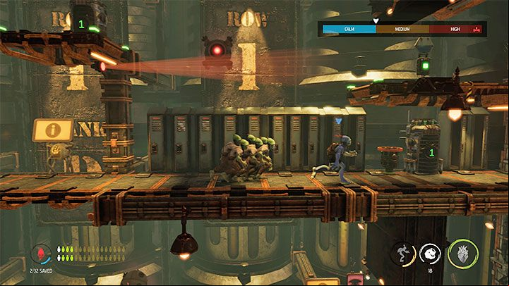 Start the exploration of the next area by pressing the button - Oddworld Soulstorm: Reaching the Fueling Tower, Phat Station - walkthrough - 6: Phat Station - Oddworld Soulstorm Guide