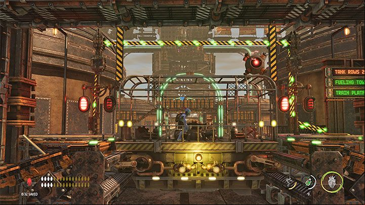 After using the exit, you can destroy new crates or immediately go left - Oddworld Soulstorm: Reaching the Fueling Tower, Phat Station - walkthrough - 6: Phat Station - Oddworld Soulstorm Guide