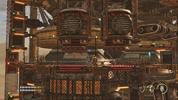 New machines capable of crushing our characters await us ahead - Oddworld Soulstorm: Reaching the top of the Fueling Tower, Phat Station - walkthrough - 6: Phat Station - Oddworld Soulstorm Guide
