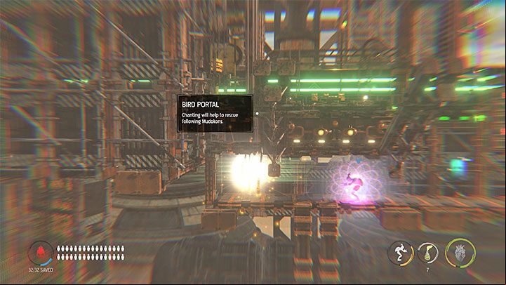 Once again, avoid being crushed by escorting 2-3 Mudokons at a time - Oddworld Soulstorm: Reaching the top of the Fueling Tower, Phat Station - walkthrough - 6: Phat Station - Oddworld Soulstorm Guide