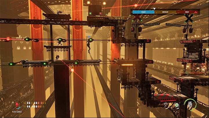 Go right but leave the Mudokons behind after you get close to the first railway crossing - Oddworld Soulstorm: Going through Workzone 2, Feeco Depot - walkthrough - 14: Feeco Depot - Oddworld Soulstorm Guide