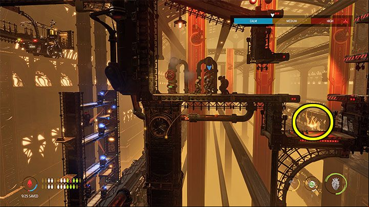 Go back to the Mudokons, call them back to you, and go down - Oddworld Soulstorm: Going through Workzone 2, Feeco Depot - walkthrough - 14: Feeco Depot - Oddworld Soulstorm Guide
