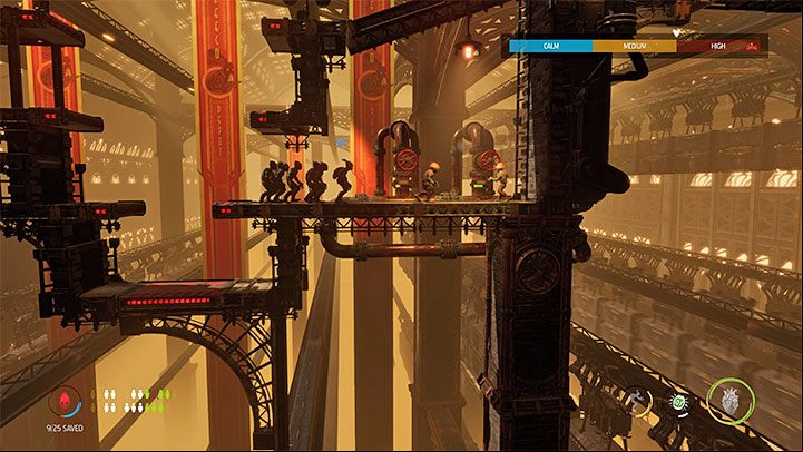 In the right part of the described location again you have to watch out for at least 1 sniper and for trains that use the second railway crossing - Oddworld Soulstorm: Going through Workzone 2, Feeco Depot - walkthrough - 14: Feeco Depot - Oddworld Soulstorm Guide