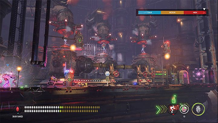 Take the elevator to the next area with Guard Houses - Oddworld Soulstorm: Opening the 3rd gate, Brewery - walkthrough - 16: Brewery - Oddworld Soulstorm Guide