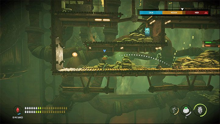 There are several levers in the Barracks - Oddworld Soulstorm: Furnace, Slig Barracks - walkthrough - 9: Slig Barracks - Oddworld Soulstorm Guide
