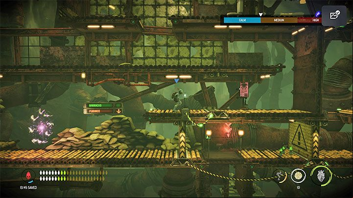 To leave the barracks and move to the Furnace, use the south elevator - Oddworld Soulstorm: Furnace, Slig Barracks - walkthrough - 9: Slig Barracks - Oddworld Soulstorm Guide