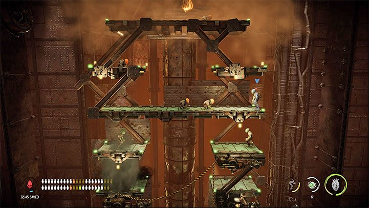 You can go back downstairs now, but don't come out from behind your cover - Oddworld Soulstorm: Furnace, Slig Barracks - walkthrough - 9: Slig Barracks - Oddworld Soulstorm Guide