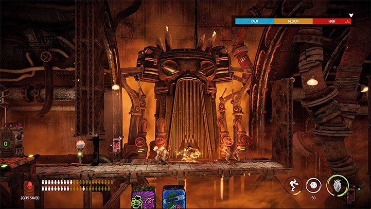 You must now examine the background and head to the right - Oddworld Soulstorm: Furnace, Slig Barracks - walkthrough - 9: Slig Barracks - Oddworld Soulstorm Guide