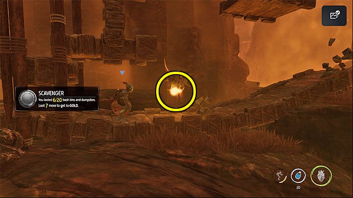 In the upper and lower part of the area, where you do the double jumps, two more Royal Jelly secrets are located - Oddworld Soulstorm: Escape from the burning cave, The Raid on Monsaic - walkthrough - 1: The Raid on Monsaic - Oddworld Soulstorm Guide