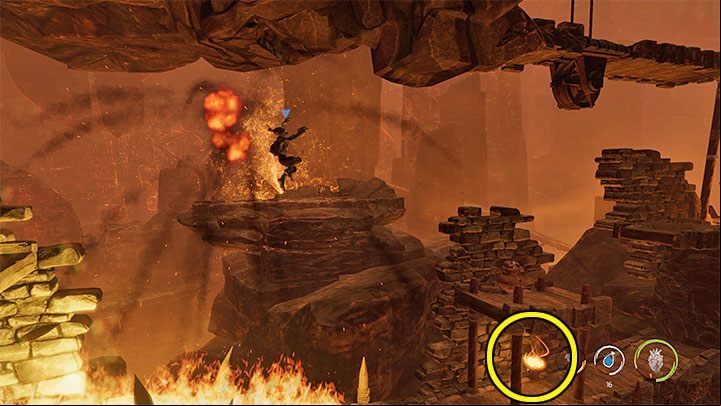 Jump down and go right - Oddworld Soulstorm: Escape from the burning cave, The Raid on Monsaic - walkthrough - 1: The Raid on Monsaic - Oddworld Soulstorm Guide