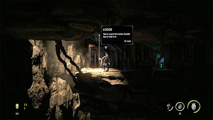 Once you enter the mine, you can start searching all the lockers for IED stun mines - Oddworld Soulstorm: Freeing pinned-down Mudokons, The Ruins - walkthrough - 2: The Ruins - Oddworld Soulstorm Guide