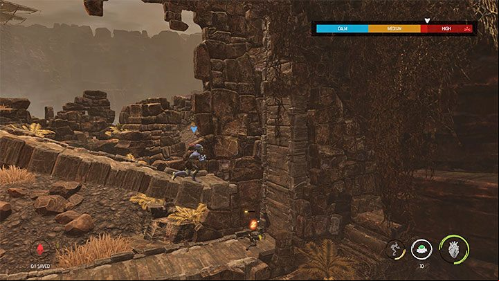 Let's quickly jump to the lower shelves on the right - Oddworld Soulstorm: Crossing the Sligs territory, The Blimp - walkthrough - 3: The Blimp - Oddworld Soulstorm Guide
