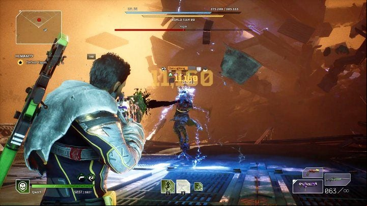 Chain Lightning is another unique power of Yagak's Anomaly and it's definitely the most dangerous one since it cannot be avoided - Outriders: Yagak, 2nd boss fight - how to defeat the final boss? - Bosses - Outriders Guide