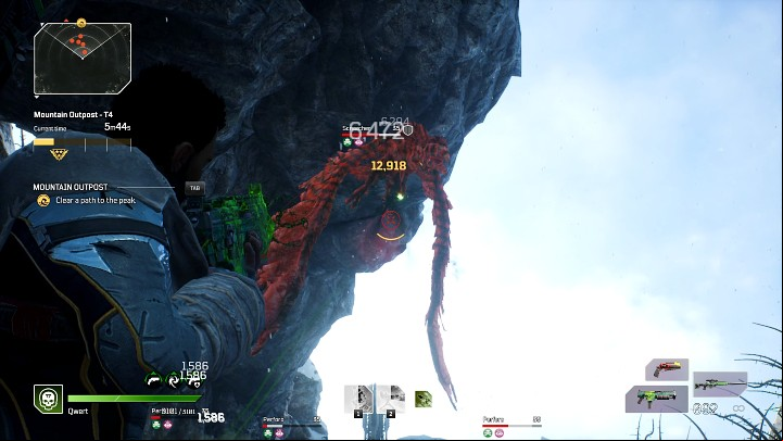 As you make your way to the top, you'll be attacked by more enemies, including the Alpha Perforo, the Brood Mother and the flying Screechers - these giant birds need to be knocked to the ground as quickly as possible as they can deal significant amounts of damage in a very short amount of time - Outriders: Mountain Outpost - Expedition, walkthrough - Expeditions - Outriders Guide