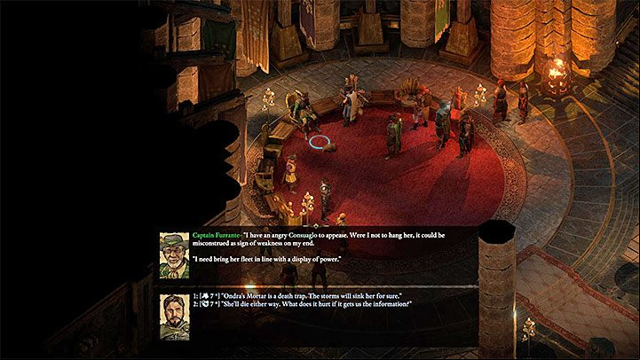 If you have completed the above mentioned quests and started The Coming Storm main mission, you should receive a message from Captain Furrante with a request for a meeting - Pillars Of Eternity 2: Variant 3 - Principi - Walkthrough - The Coming Storm - journey to the final location - Pillars Of Eternity 2 Deadfire Game Guide