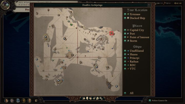 The Lichs Grimoire is in the Flooded cave - this island is near Motare o Kozi (M41) (the exact location of the island is marked in the picture above) - Pillars Of Eternity 2: The Lost Grimoires - Walkthrough - Side quests - Pillars Of Eternity 2 Deadfire Game Guide