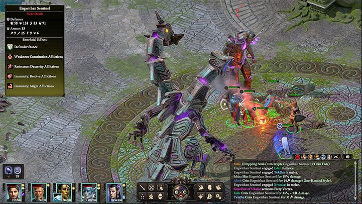 After dealing enough damage, two Engwithan Sentinels will appear (number of enemies can differ and this depends on your difficulty level - this walkthrough is based on the classic/normal difficulty level) - Pillars Of Eternity 2: The City Lost to Time - Walkthrough - Maps - Pillars Of Eternity 2 Deadfire Game Guide
