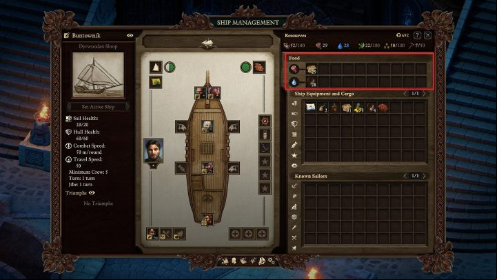 Food and drinks for the crew must be placed in the marked area. - Pillars Of Eternity 2: Managing your ship and crew - Traveling by ship - Pillars Of Eternity 2 Deadfire Game Guide