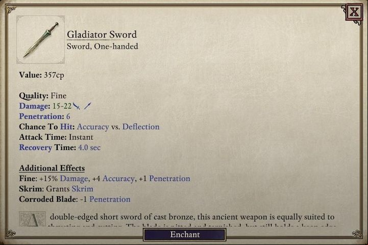 Gladiator Sword is a perfect weapon for melee beginners. - Pillars Of Eternity 2: How to solve the Trial of Flame? - FAQ - Pillars Of Eternity 2 Deadfire Game Guide