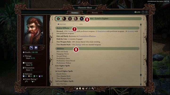 7 - Pillars Of Eternity 2: Character sheet - overview - Character progression - Pillars Of Eternity 2 Deadfire Game Guide