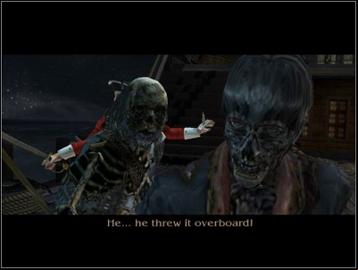 After you find both halves, a fight with Pintel and Ragetti awaits you - Ragetti will lose an eye in the melee which you can then use as the bell clapper - Dauntless Derring-Do - Missions - Pirates of the Caribbean: Legend of Jack Sparrow - Game Guide and Walkthrough