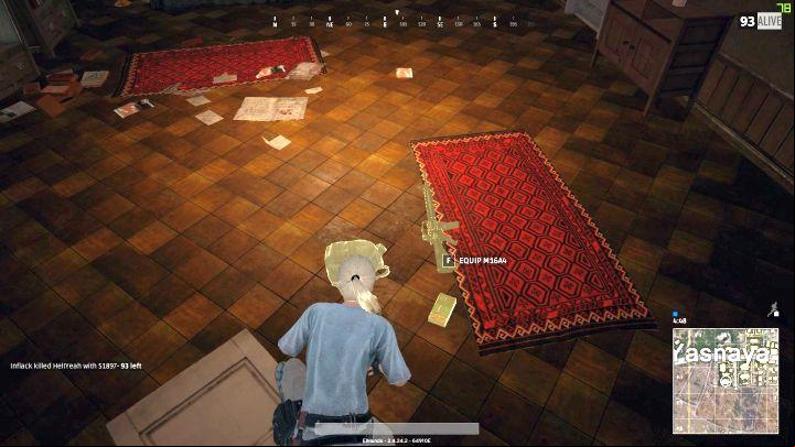 Collecting an assault rifle (M16A4 in this case) is one of your main objectives during the first seconds of any match. - Clearing your first building and collecting basic gear in PUBG - The Course of The Game - PUBG Guide