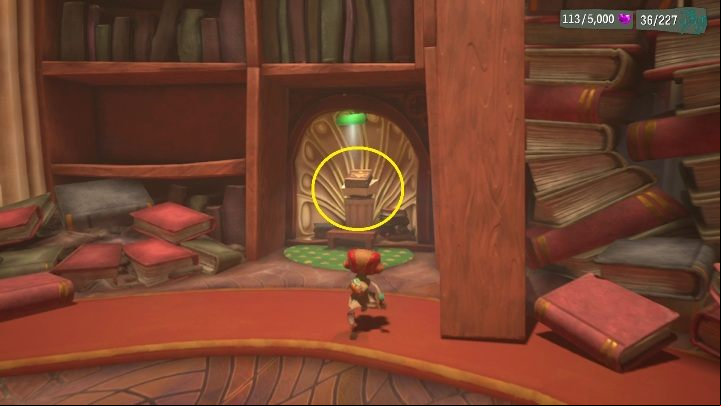 Slowly walk across books and bookshelves to reach the new book - Psychonauts 2: Cassies Collection - walkthrough - Walkthrough - Psychonauts 2 Guide