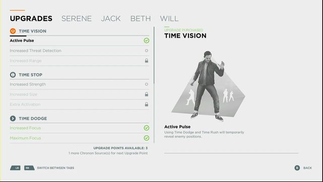 Ability upgrade screen. - Comparison of skills and upgrades - Skills - Quantum Break - Game Guide and Walkthrough