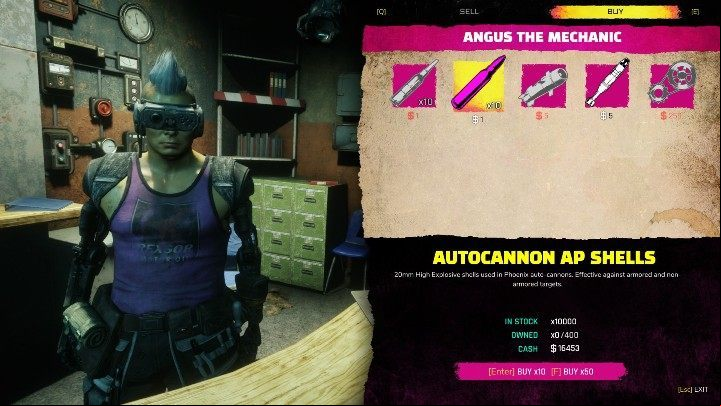 The traveling merchants and vendors in the city have car ammunition in the offer, the cost ranges from 1 to 5 - How to replenish the ammunition of the car in Rage 2? - Vehicles - Rage 2 Guide
