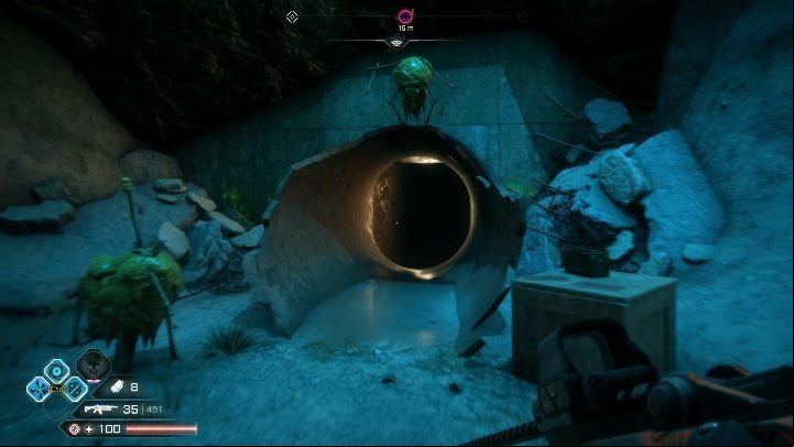 To get to this location you need to enter the pipe, located on the hillside - Mutie Nests - The Pain Drain - Rage 2 - Mutie Nests - Rage 2 Guide