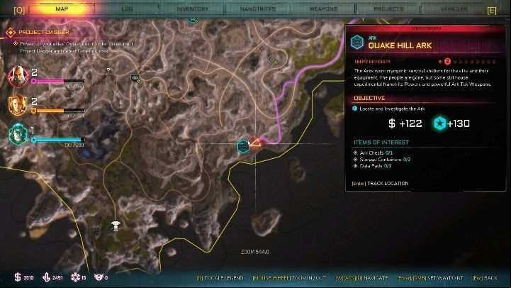 Quake Hill Ark is located in the south-eastern part of the location, at the end of the map - Vortex | Nanotrites in Rage 2 - Nanotrites - Rage 2 Guide