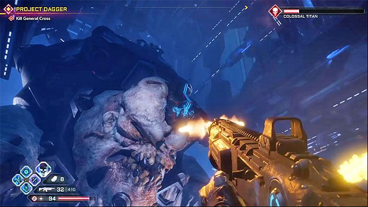 After the elimination of enemies for the last time you resume your attack on the boss - Colossal Titan | Boss in Rage 2 - Bosses - Rage 2 Guide