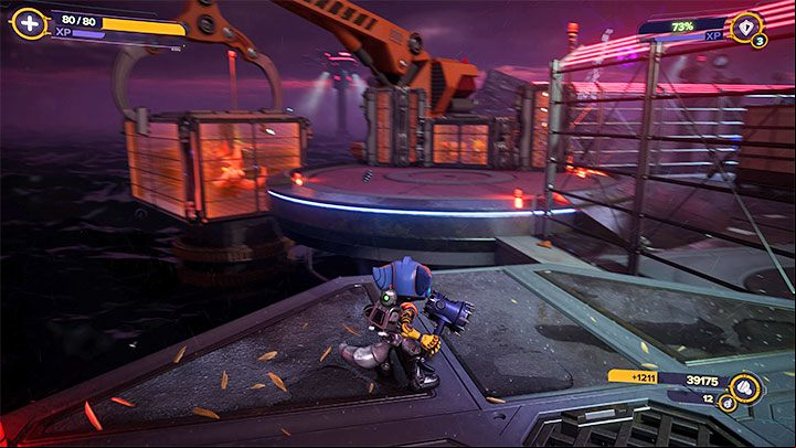 The chance to get the golden bolt appears after you leave the processing center, above which you found the spybot - Ratchet & Clank Rift Apart: Viceron - collectibles, list of all, map - Secrets and Collectibles - Ratchet & Clank Rift Apart Guide