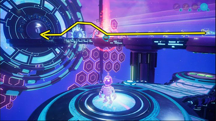 You may have already reached the side pressure plate from picture 1 - Ratchet & Clank Rift Apart: Clank, Return to Savali - puzzle guide, list - Clank and Kit Riddles - Ratchet & Clank Rift Apart Guide