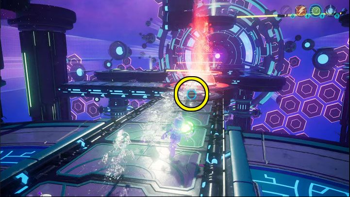 Turn 180 degrees and pull the electric sphere you just used towards you - Ratchet & Clank Rift Apart: Clank, Return to Savali - puzzle guide, list - Clank and Kit Riddles - Ratchet & Clank Rift Apart Guide