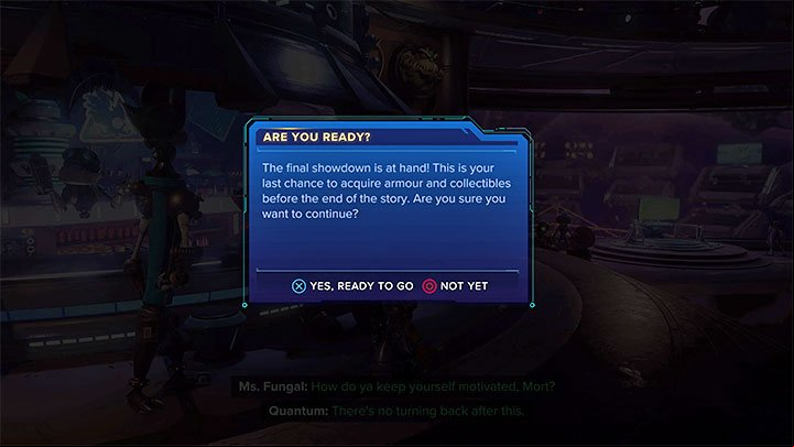 After approaching Captain Quantum, the game will ask you if you want to start the finale - Ratchet & Clank Rift Apart: Point of no return - is there one? - FAQ - Ratchet & Clank Rift Apart Guide